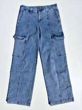 RFM Women's Regular Straight Fit Cargo Jeans - Medium Blue (Size 6)
